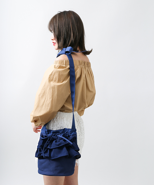 WEGO（ウィゴー）の「WEGO/バケツ型フリルミニショルダーバッグ（ショルダーバッグ・レディース・ネイビー/ブラック/ピンク/ホワイト・FREE）」の21枚目の写真