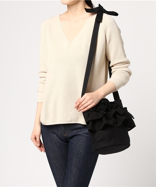 WEGO（ウィゴー）の「WEGO/バケツ型フリルミニショルダーバッグ（ショルダーバッグ・レディース・ネイビー/ブラック/ピンク/ホワイト・FREE）」の10枚目の写真