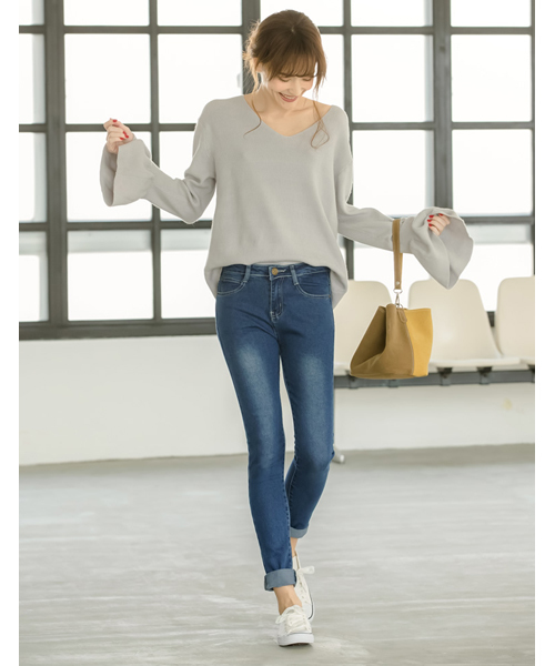 Re:EDIT（リエディ）の「[シリーズ累計77万本の大ヒット][ウルトラストレッチ]引き締め美脚ストレッチデニムパギンスボトムス/パンツ/パギンス[リエディ]（その他パンツ・レディース・ネイビー/ブルー系その他/ブラック系その他/ワンウォッシュ/ブラック/ブルー・X-SMALL/XX-SMALL/SMALL/XX-LARGE/MEDIUM/XXX-LARGE/X-LARGE/LARGE）」の17枚目の写真