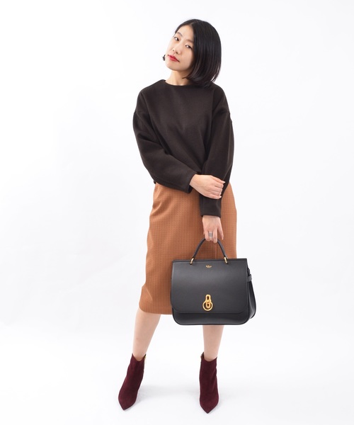 FLUID(フルイド)の「Fluid(フルイド) クロップド丈ウールトップス(Tシャツ/カットソー・レディース・ブラウン/ネイビー・1/2)」の9枚目の写真