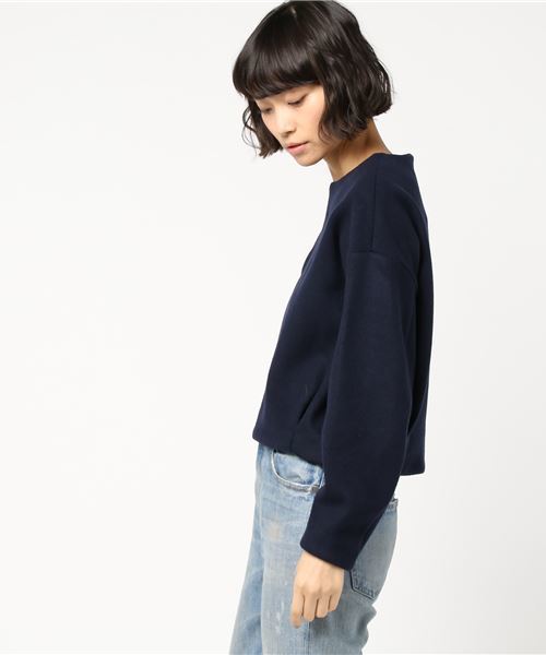 FLUID(フルイド)の「Fluid(フルイド) クロップド丈ウールトップス(Tシャツ/カットソー・レディース・ブラウン/ネイビー・1/2)」の8枚目の写真