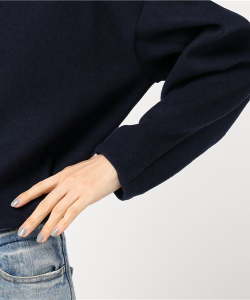 FLUID(フルイド)の「Fluid(フルイド) クロップド丈ウールトップス(Tシャツ/カットソー・レディース・ブラウン/ネイビー・1/2)」の5枚目の写真