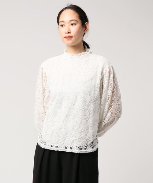 INTERPLANET(インタープラネット)の「総レースカットソー(Tシャツ/カットソー・レディース・ブラック/オフホワイト・FREE)」の5枚目の写真