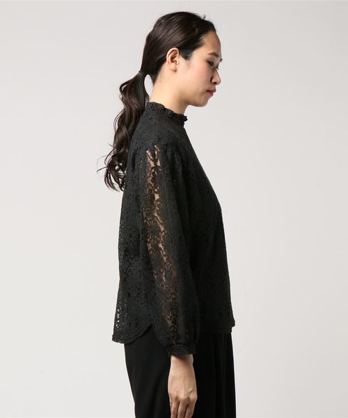 INTERPLANET(インタープラネット)の「総レースカットソー(Tシャツ/カットソー・レディース・ブラック/オフホワイト・FREE)」の3枚目の写真