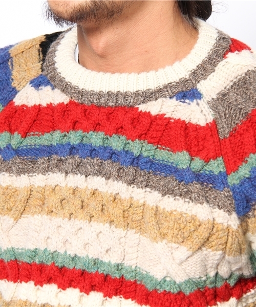 BEAUTY&YOUTH UNITED ARROWS（ビューティーアンドユースユナイテッドアローズ）の「BY ⊿アラン マルチ ボーダー クルーネックニットÅ（ニット/セーター・メンズ・その他1・SMALL/MEDIUM/LARGE/X-LARGE）」の4枚目の写真