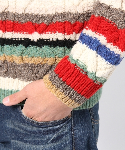 BEAUTY&YOUTH UNITED ARROWS（ビューティーアンドユースユナイテッドアローズ）の「BY ⊿アラン マルチ ボーダー クルーネックニットÅ（ニット/セーター・メンズ・その他1・SMALL/MEDIUM/LARGE/X-LARGE）」の5枚目の写真