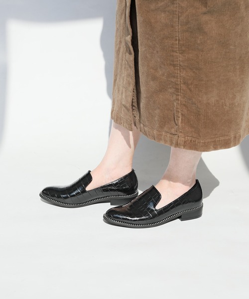 lucyPRADAローファー Prada Leather Double Chocolate Loafer Black レザーローファー