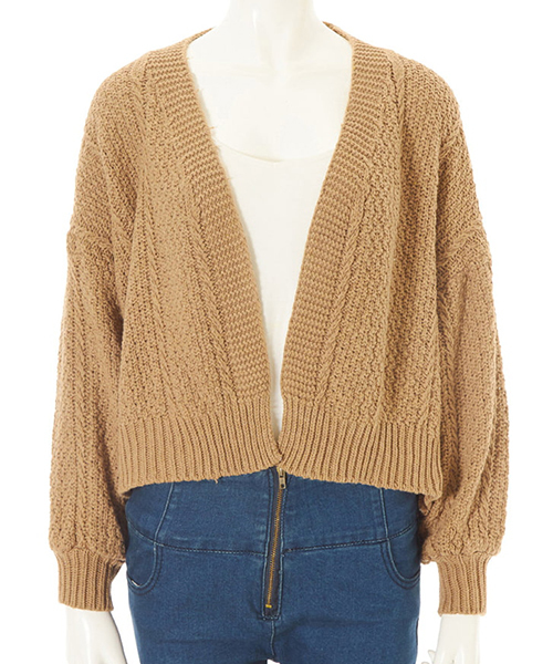 fifth（フィフス）の「ケーブルニットカーディガン（カーディガン/ボレロ・レディース・ブラック/ホワイト/モカ・MEDIUM）」の3枚目の写真