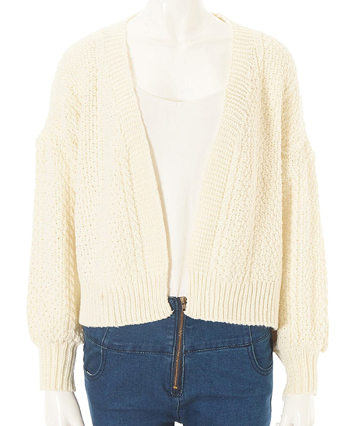 fifth（フィフス）の「ケーブルニットカーディガン（カーディガン/ボレロ・レディース・ブラック/ホワイト/モカ・MEDIUM）」の4枚目の写真