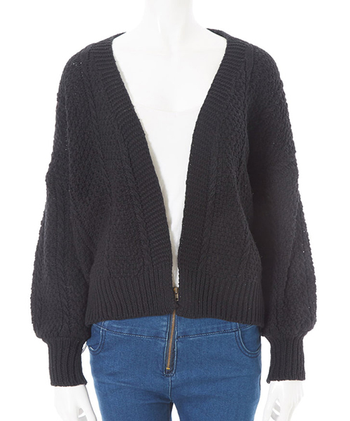 fifth（フィフス）の「ケーブルニットカーディガン（カーディガン/ボレロ・レディース・ブラック/ホワイト/モカ・MEDIUM）」の7枚目の写真