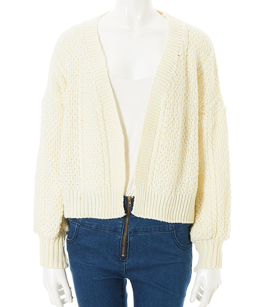 fifth（フィフス）の「ケーブルニットカーディガン（カーディガン/ボレロ・レディース・ブラック/ホワイト/モカ・MEDIUM）」の13枚目の写真