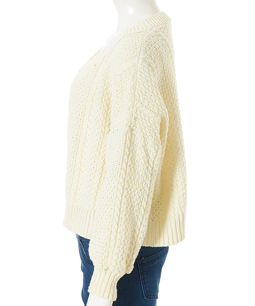 fifth（フィフス）の「ケーブルニットカーディガン（カーディガン/ボレロ・レディース・ブラック/ホワイト/モカ・MEDIUM）」の12枚目の写真