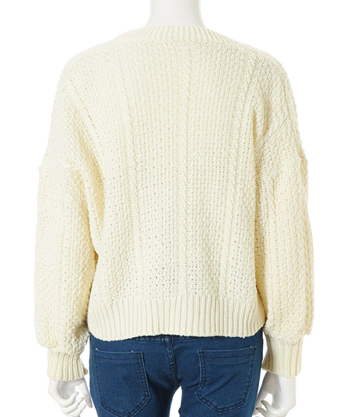 fifth（フィフス）の「ケーブルニットカーディガン（カーディガン/ボレロ・レディース・ブラック/ホワイト/モカ・MEDIUM）」の11枚目の写真