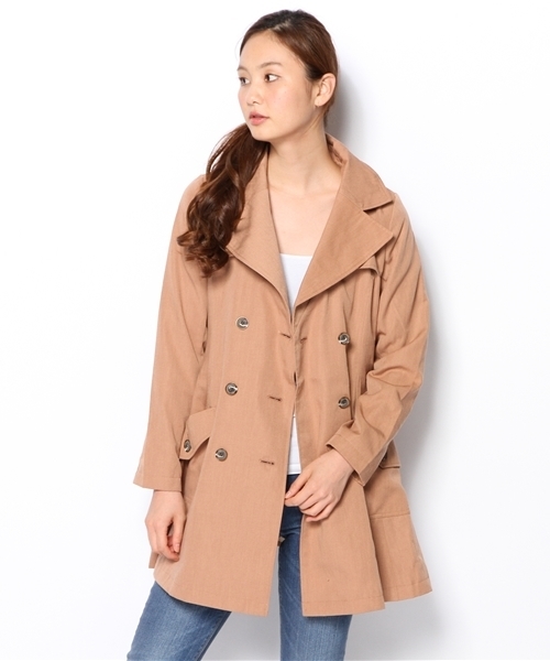 one after another NICE CLAUP（ワンアフターアナザーナイスクラップ）の「【ナイスクラップ】秋のでか衿ﾄﾚﾝﾁ（トレンチコート・レディース・ベージュ/ピンクベージュ/ブラック・FREE）」の7枚目の写真