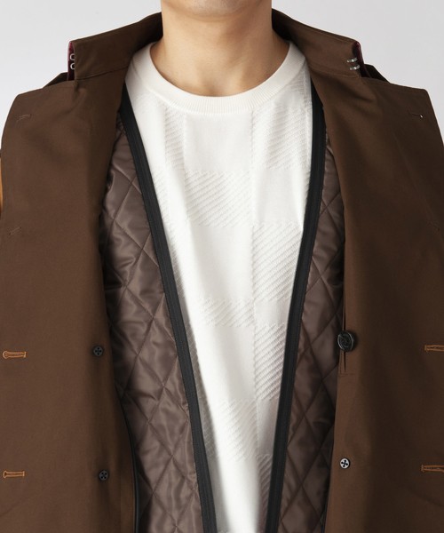 BLACK LABEL CRESTBRIDGE(ブラックレーベル・クレストブリッジ)の「オーバーサイズブロッキングトレンチ(トレンチコート・メンズ・ネイビー/ブラウン・MEDIUM)」の8枚目の写真