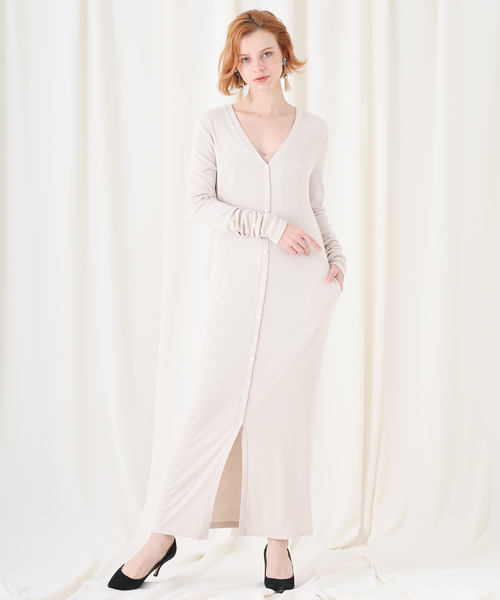 AKTE（アクテ）の「【AKTE】《STUDIOUS別注》ライトロングリブカーディガン 119107060（カーディガン/ボレロ・レディース・ライトグレー/ピンクベージュ/ブラウン/オレンジ・FREE）」の7枚目の写真