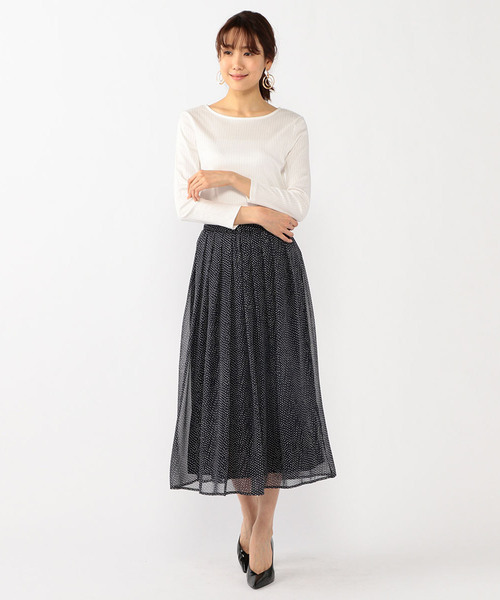 A/C DESIGN BY ALPHA CUBIC（エーシーデザインバイアルファキュービック）の「【WEB＆一部店舗限定】フラワースカート（スカート・レディース・オフホワイト/ネイビー・67/61/64）」の13枚目の写真