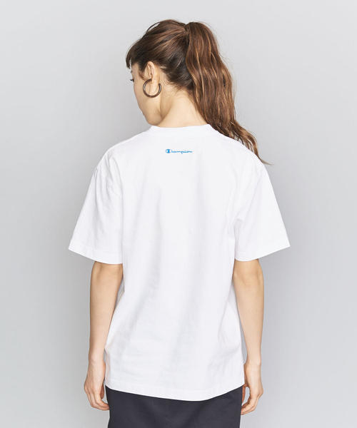Champion（チャンピオン）の「【別注】＜Champion（チャンピオン）＞∴カラーロゴTシャツ（Tシャツ/カットソー・レディース・ネイビー/ピンク/ターコイズブルー/オフホワイト・LARGE/MEDIUM）」の20枚目の写真