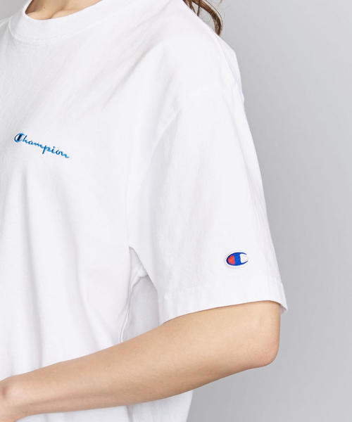 Champion（チャンピオン）の「【別注】＜Champion（チャンピオン）＞∴カラーロゴTシャツ（Tシャツ/カットソー・レディース・ネイビー/ピンク/ターコイズブルー/オフホワイト・LARGE/MEDIUM）」の12枚目の写真