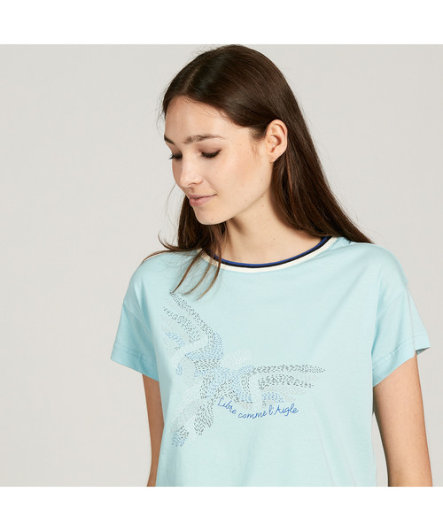 AIGLE（エーグル）の「ガウイ（Tシャツ/カットソー・レディース・ライトブルー/ホワイト・LARGE/MEDIUM/SMALL）」の3枚目の写真