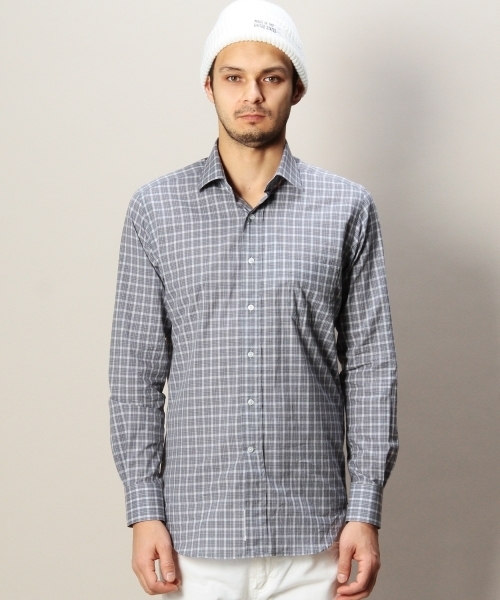 BEAUTY&YOUTH UNITED ARROWS（ビューティーアンドユースユナイテッドアローズ）の「BY Dｒess グレー/スケール チェック ワイドカラーシャツ（シャツ/ブラウス・メンズ・グレー・39cm/40cm/38cm/37cm）」の4枚目の写真