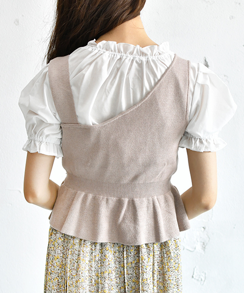 PairPair（ペアペア）の「ニットビスチェ×ブラウスセット（シャツ/ブラウス・レディース・ブラック/ベージュ/サックスブルー・FREE）」の10枚目の写真