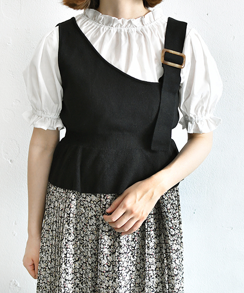 PairPair（ペアペア）の「ニットビスチェ×ブラウスセット（シャツ/ブラウス・レディース・ブラック/ベージュ/サックスブルー・FREE）」の14枚目の写真