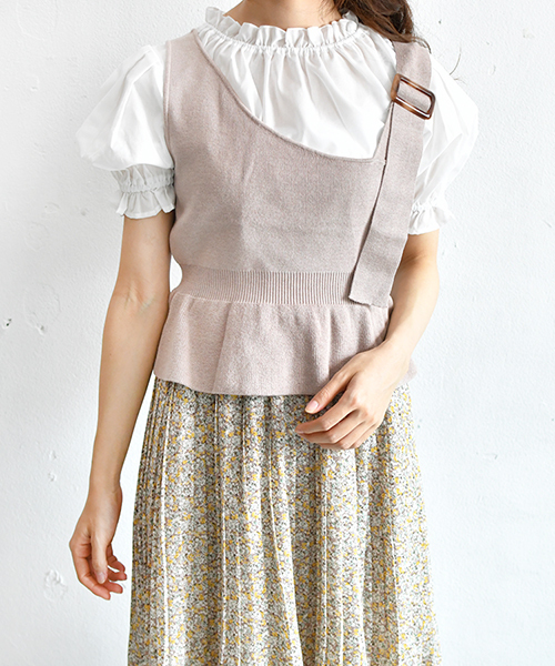 PairPair（ペアペア）の「ニットビスチェ×ブラウスセット（シャツ/ブラウス・レディース・ブラック/ベージュ/サックスブルー・FREE）」の5枚目の写真