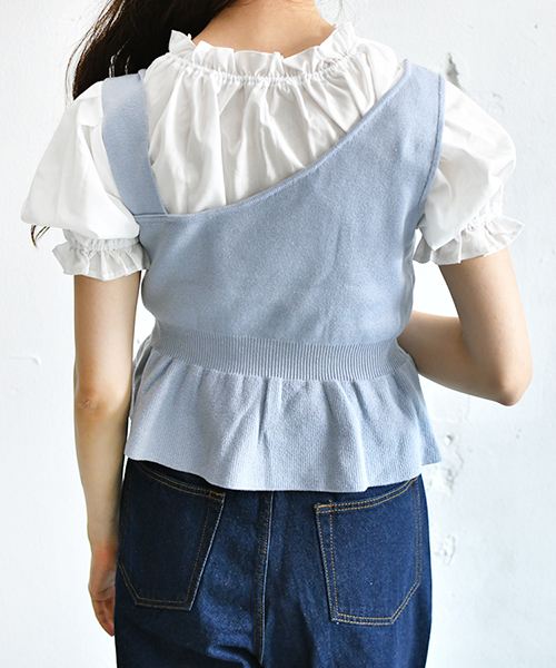 PairPair（ペアペア）の「ニットビスチェ×ブラウスセット（シャツ/ブラウス・レディース・ブラック/ベージュ/サックスブルー・FREE）」の16枚目の写真