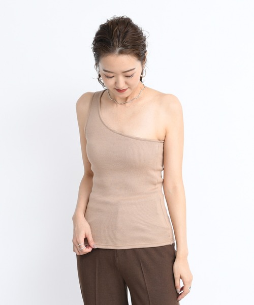DouDou（ドゥドゥ）の「ソフトリブカップ付ワンショル（Tシャツ/カットソー・レディース・キャメル/ライトベージュ/グレイッシュベージュ・FREE）」の3枚目の写真