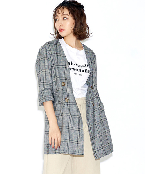 ベージュ ノー カラー ジャケット