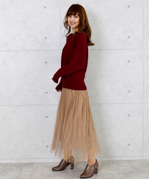 n'ee-ne（ネーネ）の「ボーダーリブボートネックドルマンスリーブ（ニット/セーター・レディース・ブラック/オフホワイト/杢グレー/ブルー/ボルドー・M）」の12枚目の写真