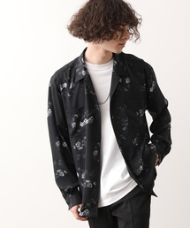 JUNRED | 【ダークフラワー】ローズモチーフドレープオープンカラーシャツ(シャツ/ブラウス)
