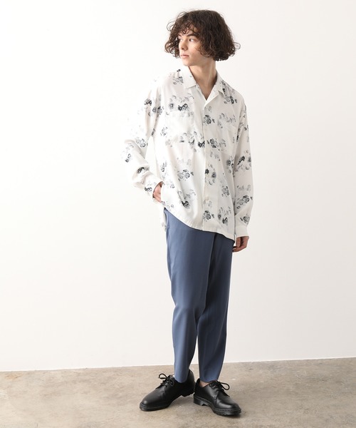 JUNRED（ジュンレッド）の「【ダークフラワー】ローズモチーフドレープオープンカラーシャツ（シャツ/ブラウス・メンズ・ホワイト/ブラック・S/M/L）」の22枚目の写真