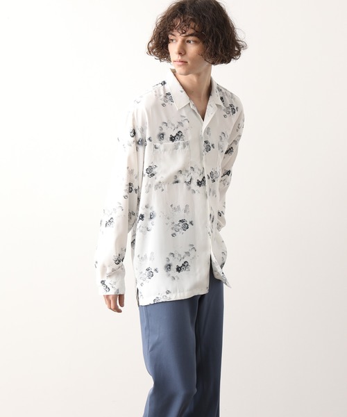 JUNRED（ジュンレッド）の「【ダークフラワー】ローズモチーフドレープオープンカラーシャツ（シャツ/ブラウス・メンズ・ホワイト/ブラック・S/M/L）」の21枚目の写真