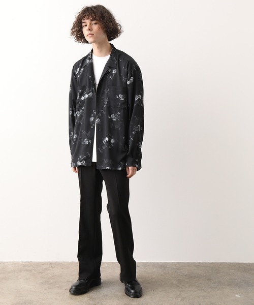 JUNRED（ジュンレッド）の「【ダークフラワー】ローズモチーフドレープオープンカラーシャツ（シャツ/ブラウス・メンズ・ホワイト/ブラック・S/M/L）」の19枚目の写真