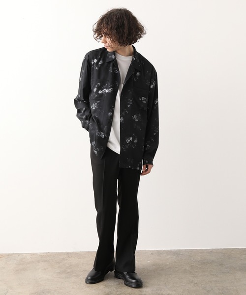 JUNRED（ジュンレッド）の「【ダークフラワー】ローズモチーフドレープオープンカラーシャツ（シャツ/ブラウス・メンズ・ホワイト/ブラック・S/M/L）」の18枚目の写真