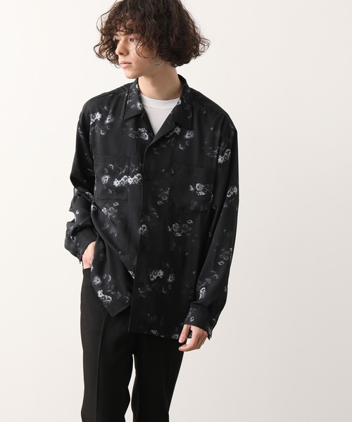 JUNRED（ジュンレッド）の「【ダークフラワー】ローズモチーフドレープオープンカラーシャツ（シャツ/ブラウス・メンズ・ホワイト/ブラック・S/M/L）」の16枚目の写真