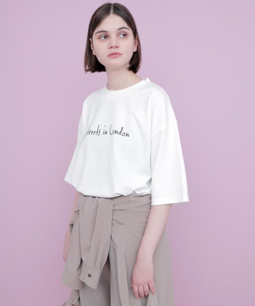 EMMA CLOTHES（エマクローズ）の「ポンチローマ オーバーサイズ メッセージプリントデザインカットソー 1/2 sleeve(EMMA CLOTHES)（Tシャツ/カットソー・メンズ・ブラック/オフホワイト/パープル系その他/グレー系その他2・M/L）」の8枚目の写真