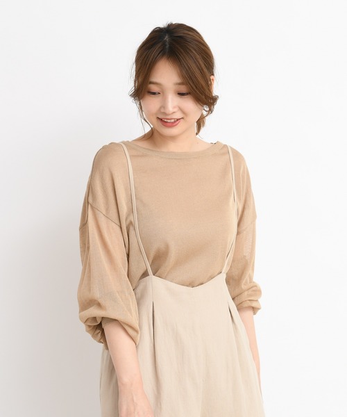 DouDou（ドゥドゥ）の「シアーニット（ニット/セーター・レディース・ベージュ/ホワイト・FREE）」の2枚目の写真