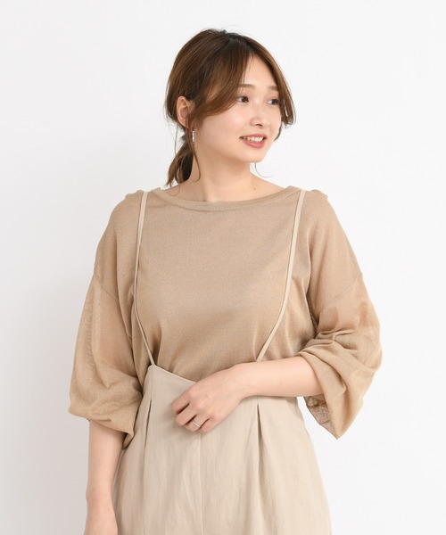 DouDou（ドゥドゥ）の「シアーニット（ニット/セーター・レディース・ベージュ/ホワイト・FREE）」の14枚目の写真