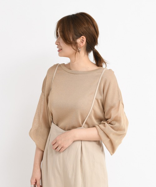 DouDou（ドゥドゥ）の「シアーニット（ニット/セーター・レディース・ベージュ/ホワイト・FREE）」の15枚目の写真