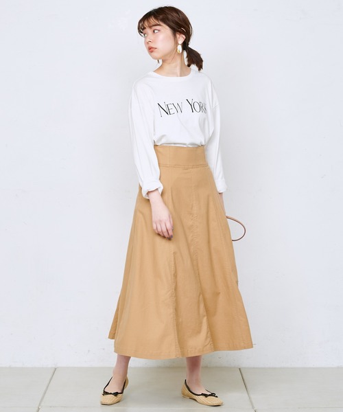 natural couture（ナチュラルクチュール）の「ハイウエスト綿麻フレアスカート（スカート・レディース・ブラック/オフホワイト/ラベンダー/キャメル・FREE）」の14枚目の写真