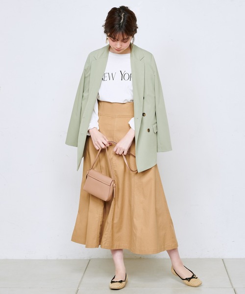 natural couture（ナチュラルクチュール）の「ハイウエスト綿麻フレアスカート（スカート・レディース・ブラック/オフホワイト/ラベンダー/キャメル・FREE）」の21枚目の写真