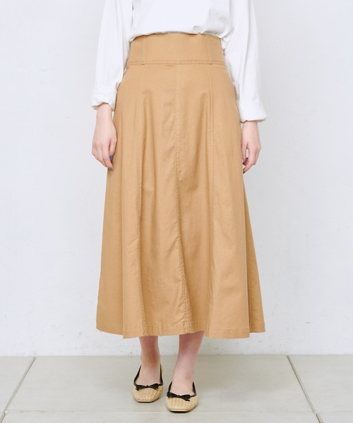 natural couture（ナチュラルクチュール）の「ハイウエスト綿麻フレアスカート（スカート・レディース・ブラック/オフホワイト/ラベンダー/キャメル・FREE）」の19枚目の写真