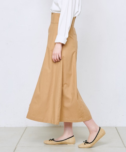 natural couture（ナチュラルクチュール）の「ハイウエスト綿麻フレアスカート（スカート・レディース・ブラック/オフホワイト/ラベンダー/キャメル・FREE）」の17枚目の写真
