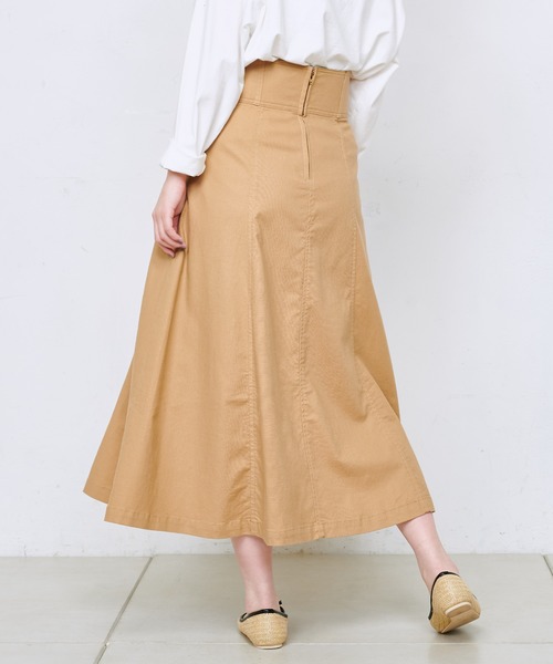 natural couture（ナチュラルクチュール）の「ハイウエスト綿麻フレアスカート（スカート・レディース・ブラック/オフホワイト/ラベンダー/キャメル・FREE）」の12枚目の写真