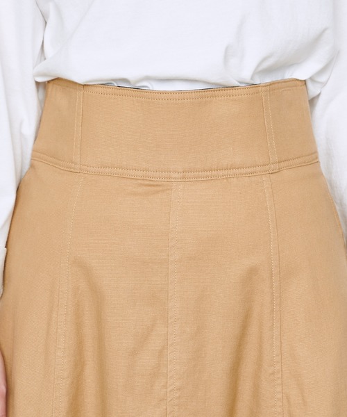 natural couture（ナチュラルクチュール）の「ハイウエスト綿麻フレアスカート（スカート・レディース・ブラック/オフホワイト/ラベンダー/キャメル・FREE）」の9枚目の写真