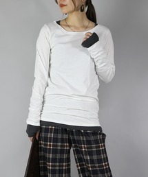 and it_（アンドイット）の「フェイクレイヤードくしゅくしゅ長袖Tシャツカットソー【ロンT】（Tシャツ/カットソー）」