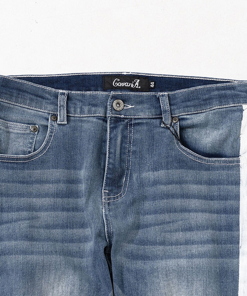 CavariA（キャバリア）の「『CavariA/キャバリア』裾ジップストレッチラインデニムパンツ（デニムパンツ・メンズ・ブラック/ブルー・L/M/S）」の5枚目の写真